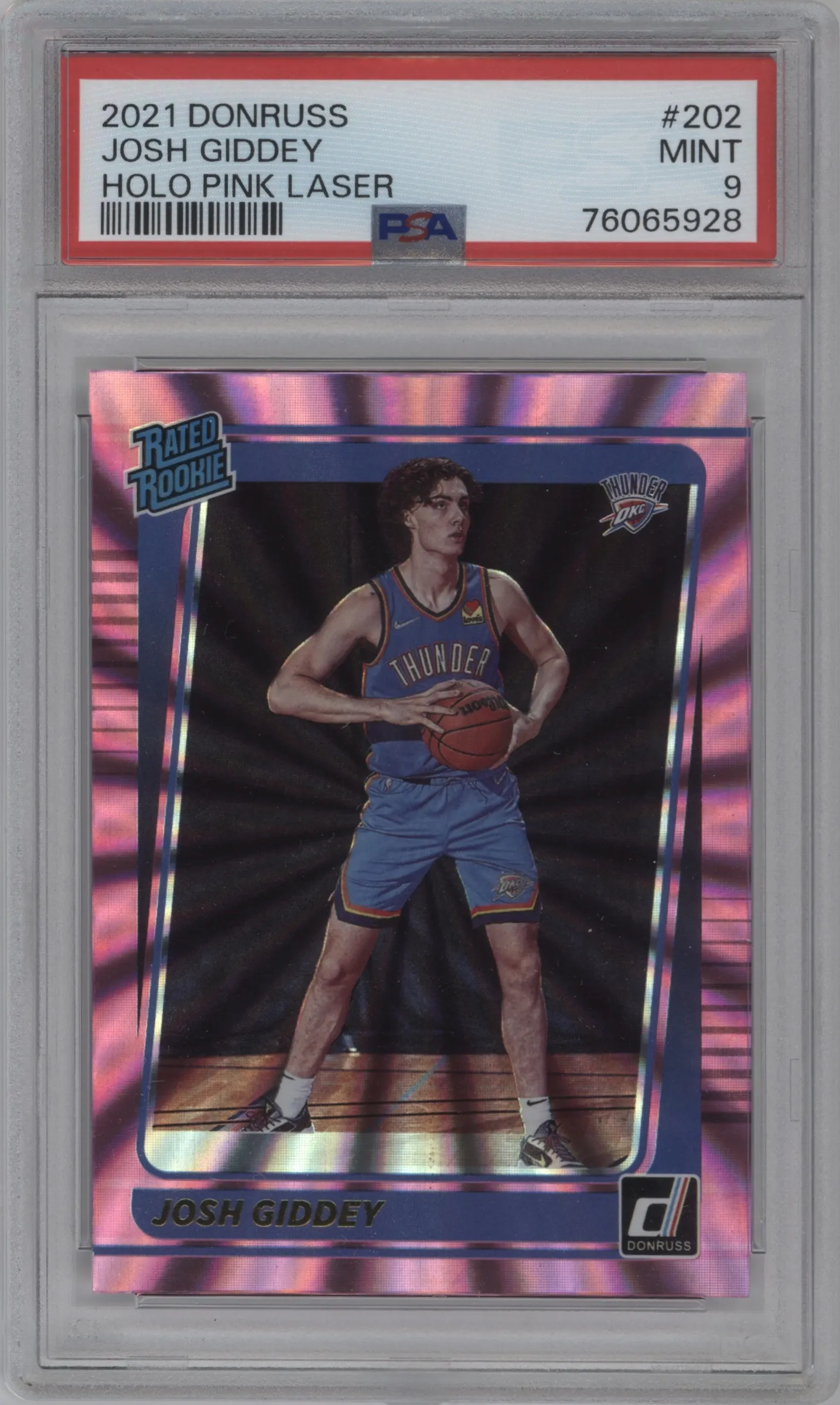 2021 Panini Donruss Rated Rookie Josh Giddey Pink Holo Laser PSA 9