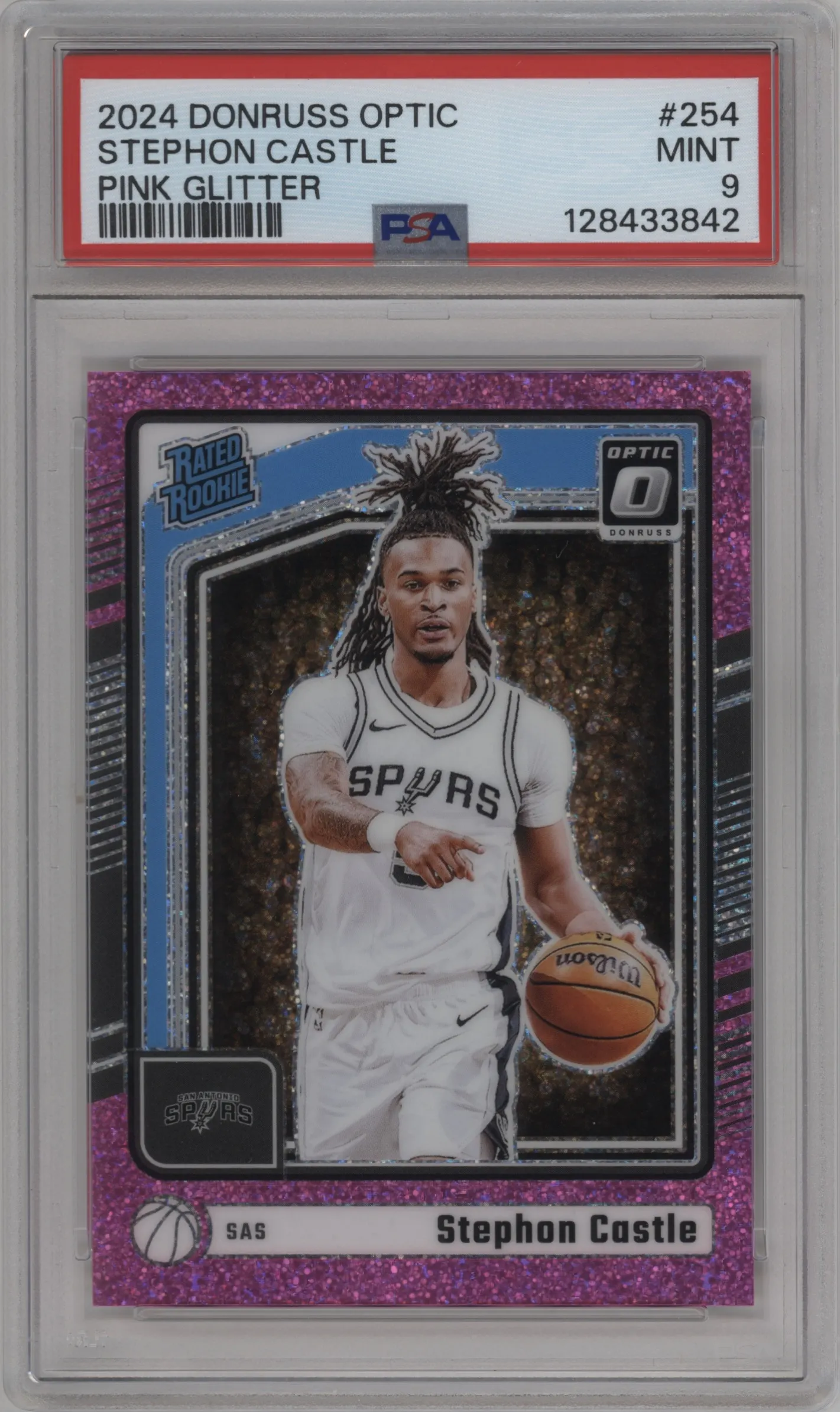 2024 Donruss Optic Rated Rookie Stephon Castle Pink Glitter #254 PSA 9