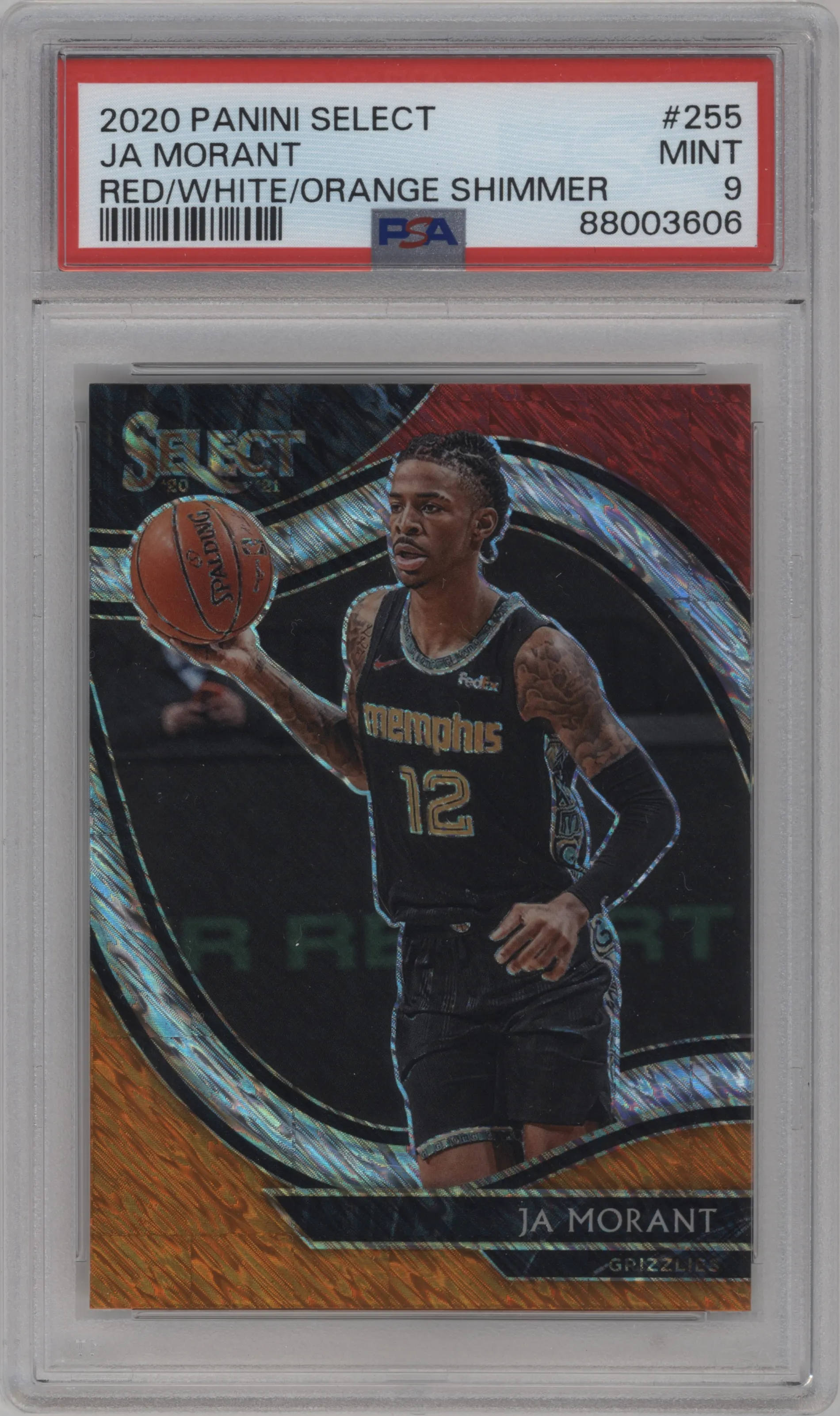 2020 Panini Select Courtside Ja Morant Red White Orange Shimmer PSA 9