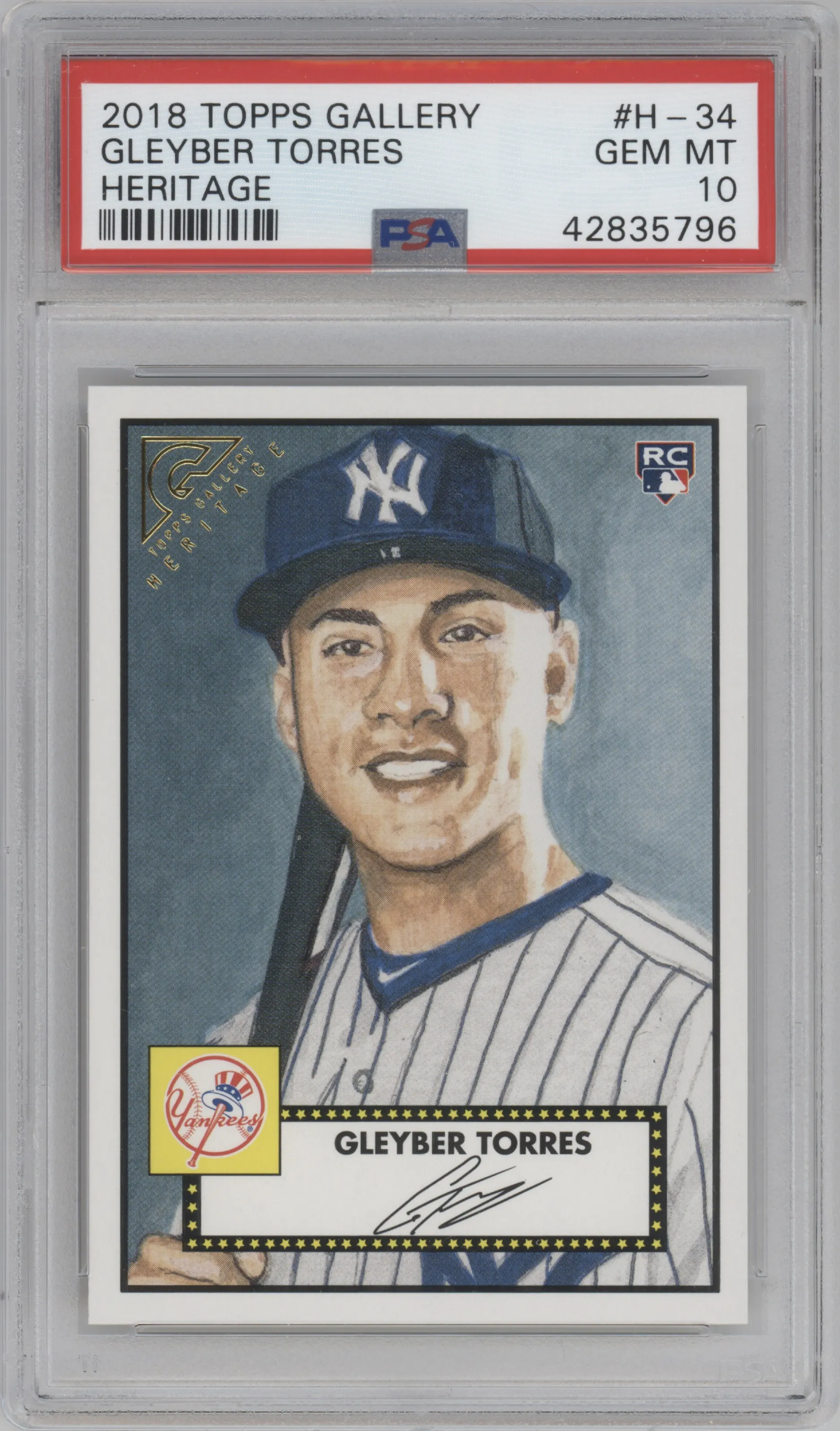 2018 Topps Gallery Heritage Gleyber Torres PSA 10
