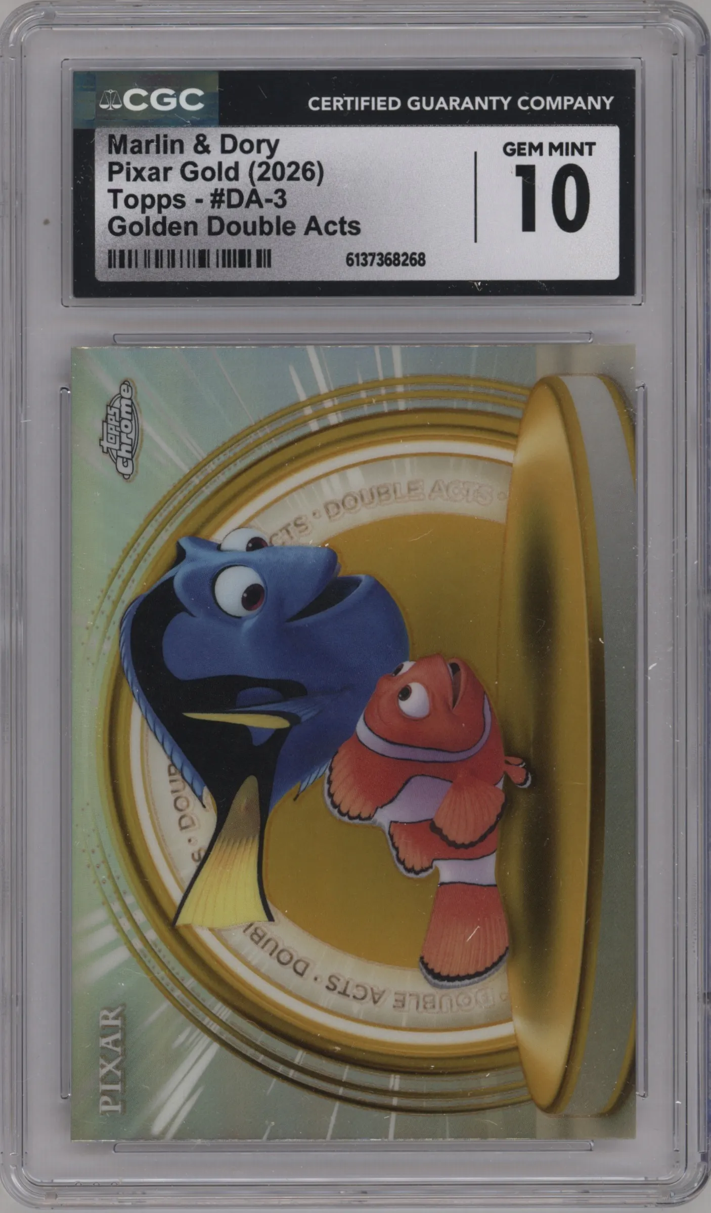 2025 Topps Pixar Gold Golden Double Act Marlin/Dory #DA-3 CGC 10