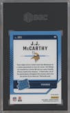 J.J. McCarthy from the 2024 Donruss set featuring a Pink parallel graded by SGC and given an overall grade of 10.