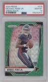 Michael Penix Jr. from the 2024 Panini Prizm set featuring a Green Wave parallel graded by PSA and given an overall grade of 10.
