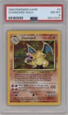 Charizard from the 1999 Pokemon set graded by PSA and given an overall grade of 8.