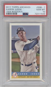 Aaron Judge from the 2017 Topps Archives set graded by PSA and given an overall grade of 10.