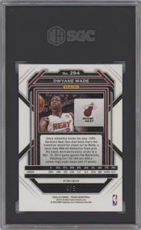 Dwyane Wade from the 2022-23 Panini Prizm  set featuring a Choice Green parallel graded by SGC and given an overall grade of 9.5.