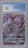 Mewtwo GX from the 2019 Pokemon S&M  set graded by CSG and given an overall grade of 10.