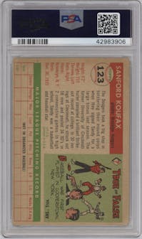 Sandy Koufax from the 1955 Topps set graded by PSA and given an overall grade of 3.