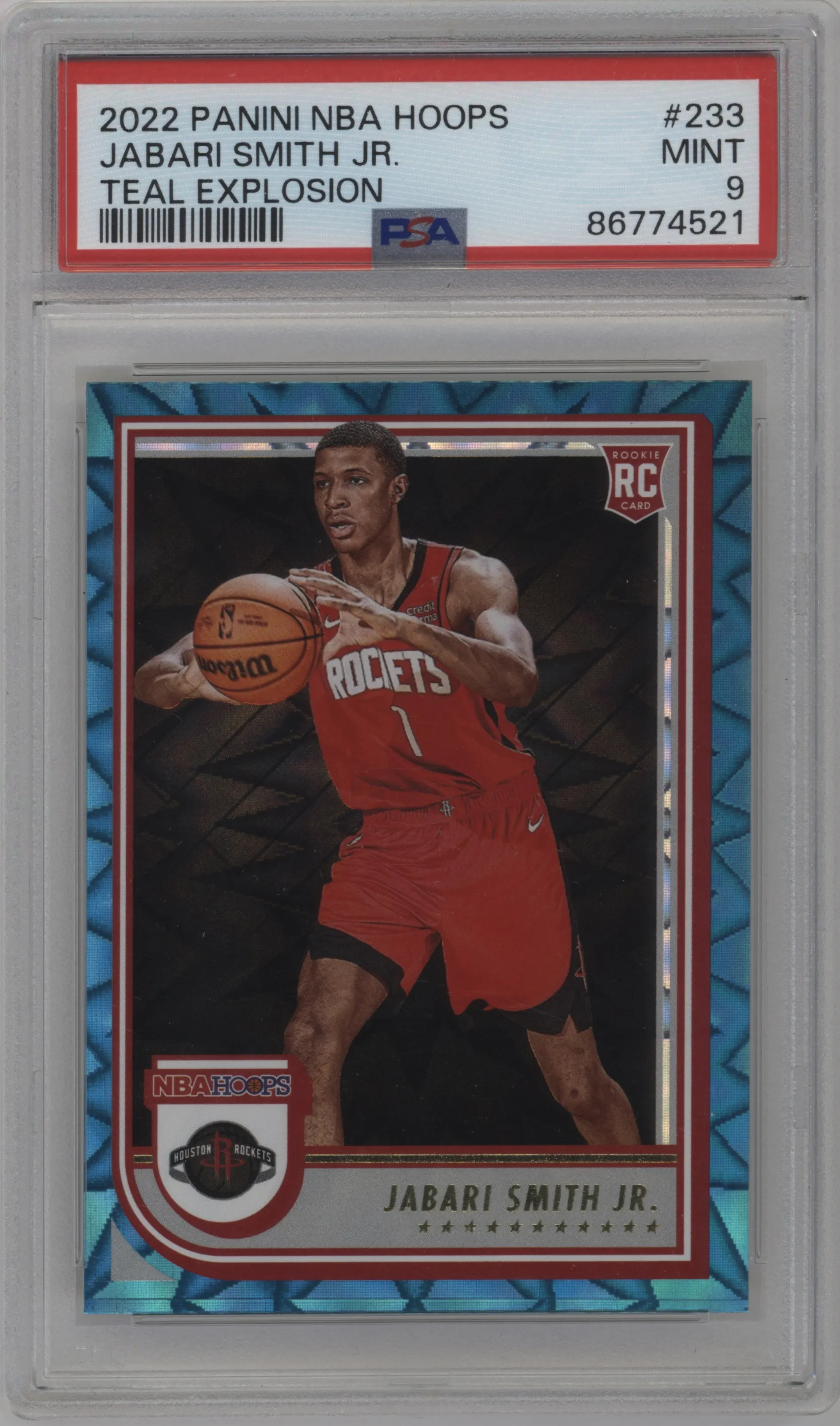 2022 Panini NBA Hoops Jabari Smith Jr. Teal Explosion PSA 9