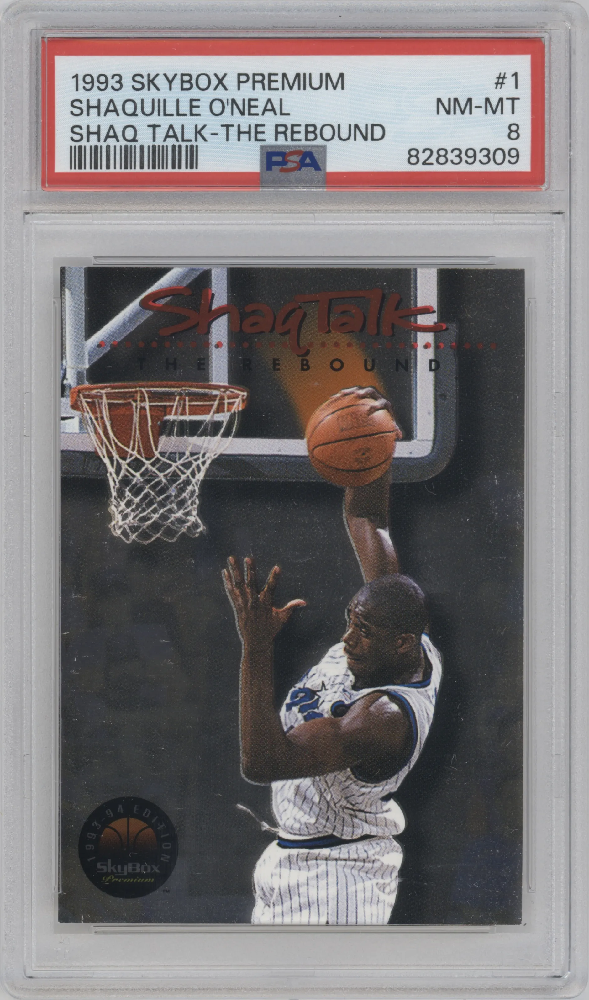 1993 SkyBox Premium Shaq Talk Shaquille O'Neal PSA 8