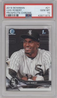 Luis Robert from the 2018 Bowman set graded by PSA and given an overall grade of 10.