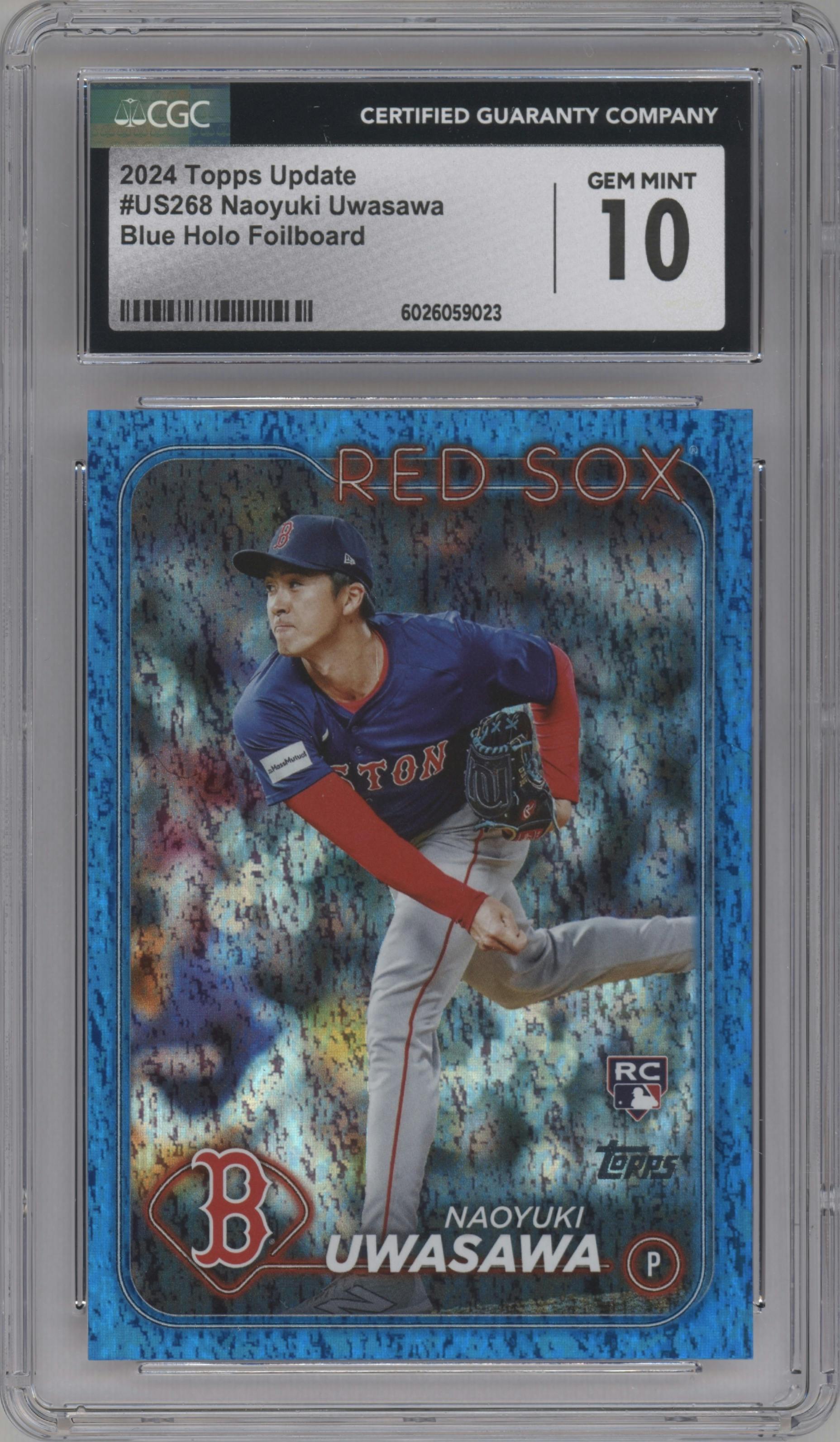 Naoyuki Uwasawa from the 2024 Topps Update set featuring a Blue Holofoil parallel graded by CSG and given an overall grade of 10.