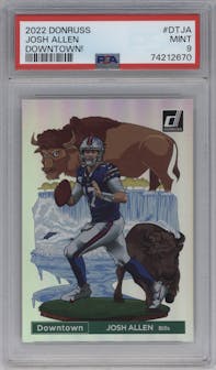 Josh Allen from the 2022 Panini Donruss set graded by PSA and given an overall grade of 9.