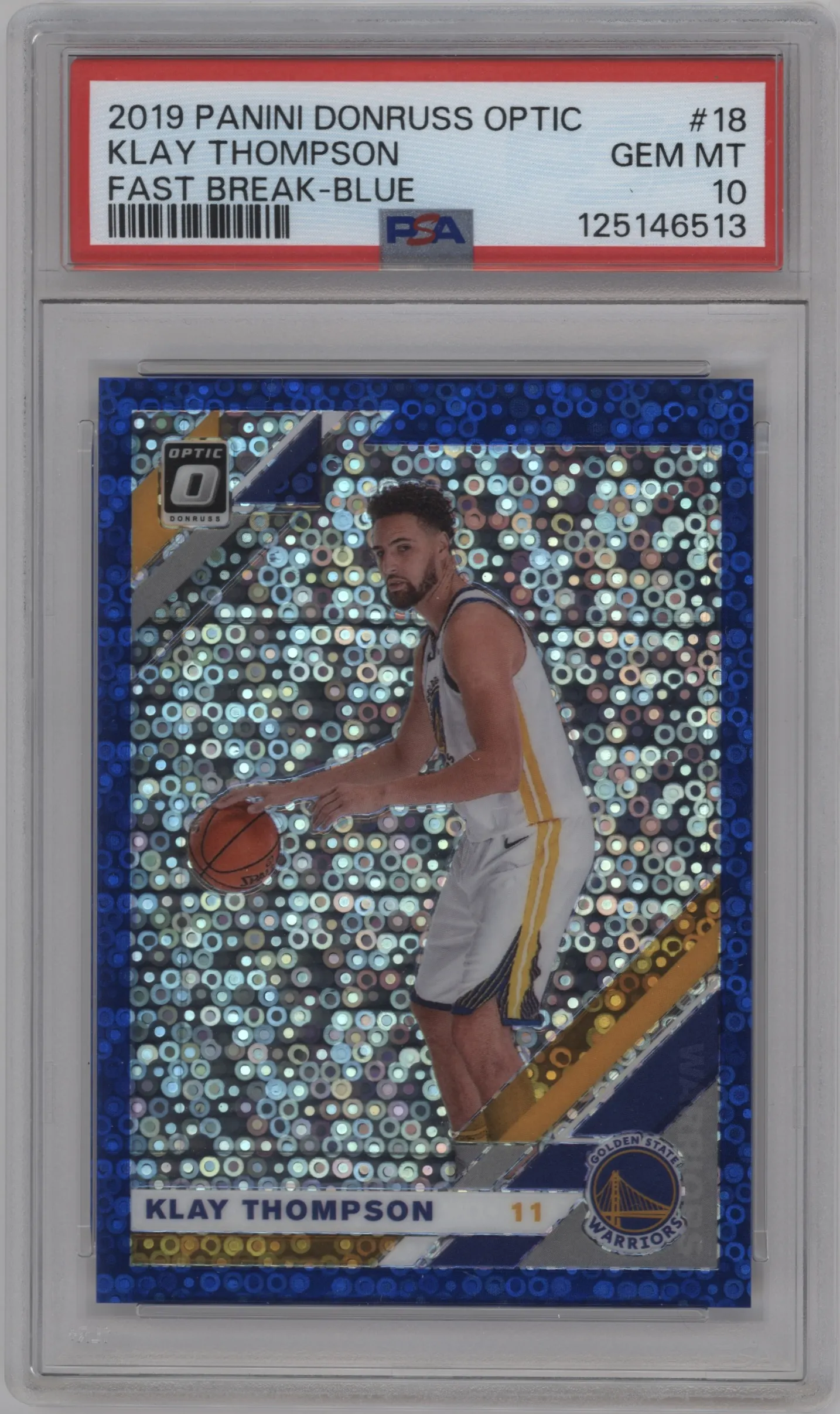 2019 Panini Donruss Optic Klay Thompson Fast Break Blue PSA 10