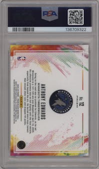 Anthony Edwards from the 2024-25 Panini Prizm Black set graded by PSA and given an overall grade of 10.