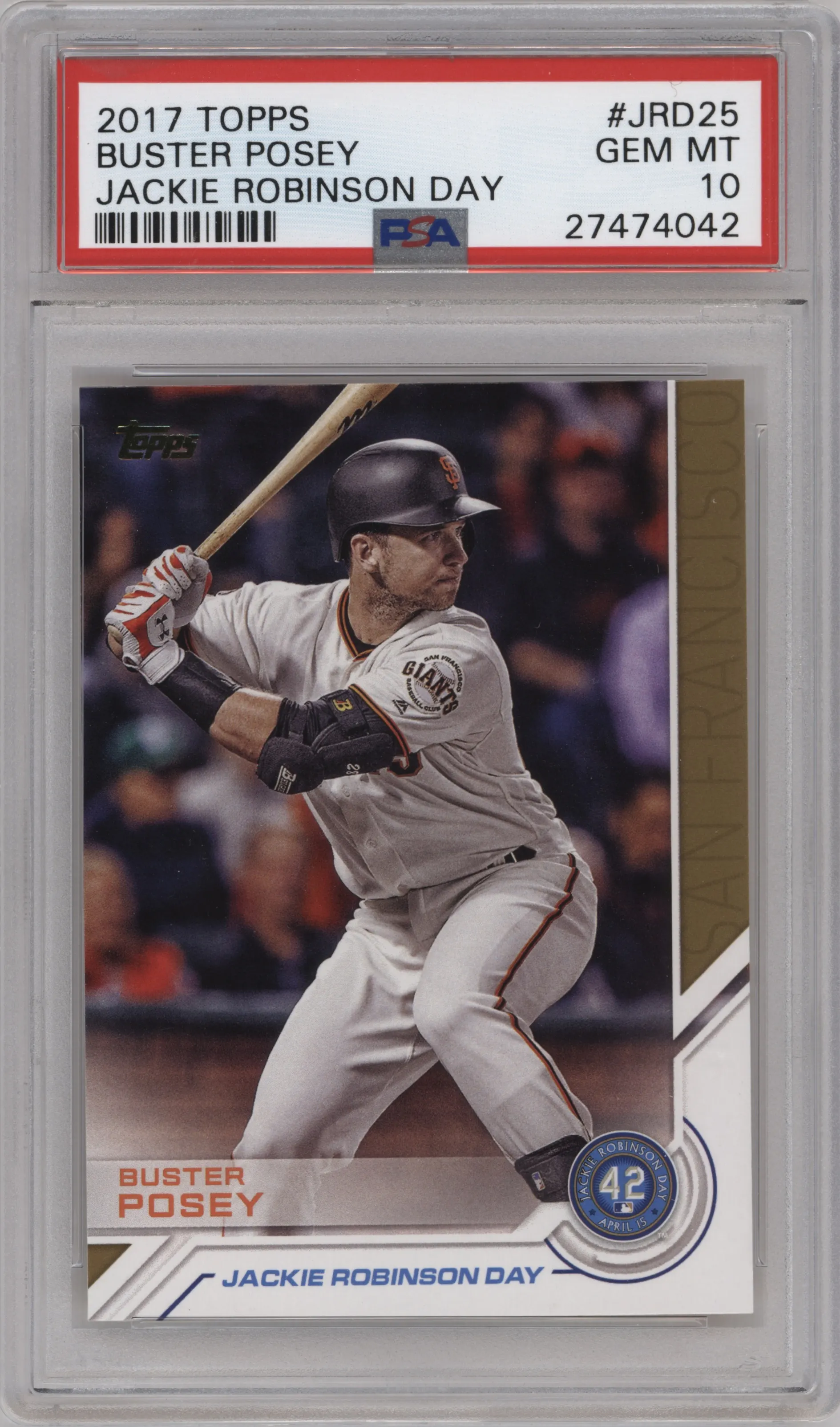 2017 Topps Series 1 Jackie Robinson Day Buster Posey PSA 10