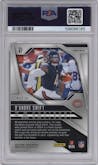 D’Andre Swift from the 2024 Panini Prizm set featuring a Gold Wave parallel graded by PSA and given an overall grade of 9.