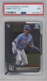 Bobby Witt Jr. from the 2022 Bowman Chrome set graded by PSA and given an overall grade of 9.