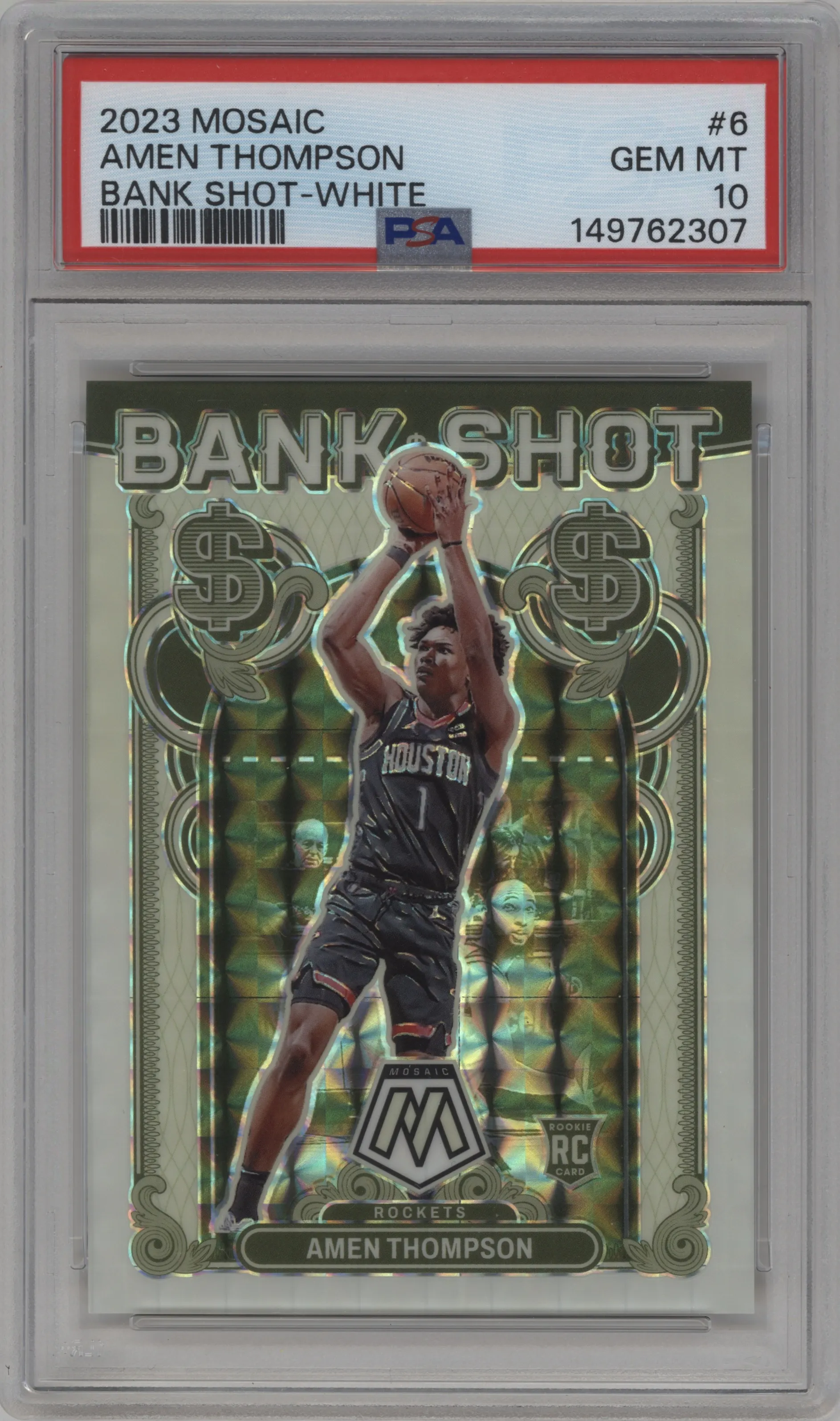 2023 Panini Mosaic Bank Shot Amen Thompson White #6 PSA 10