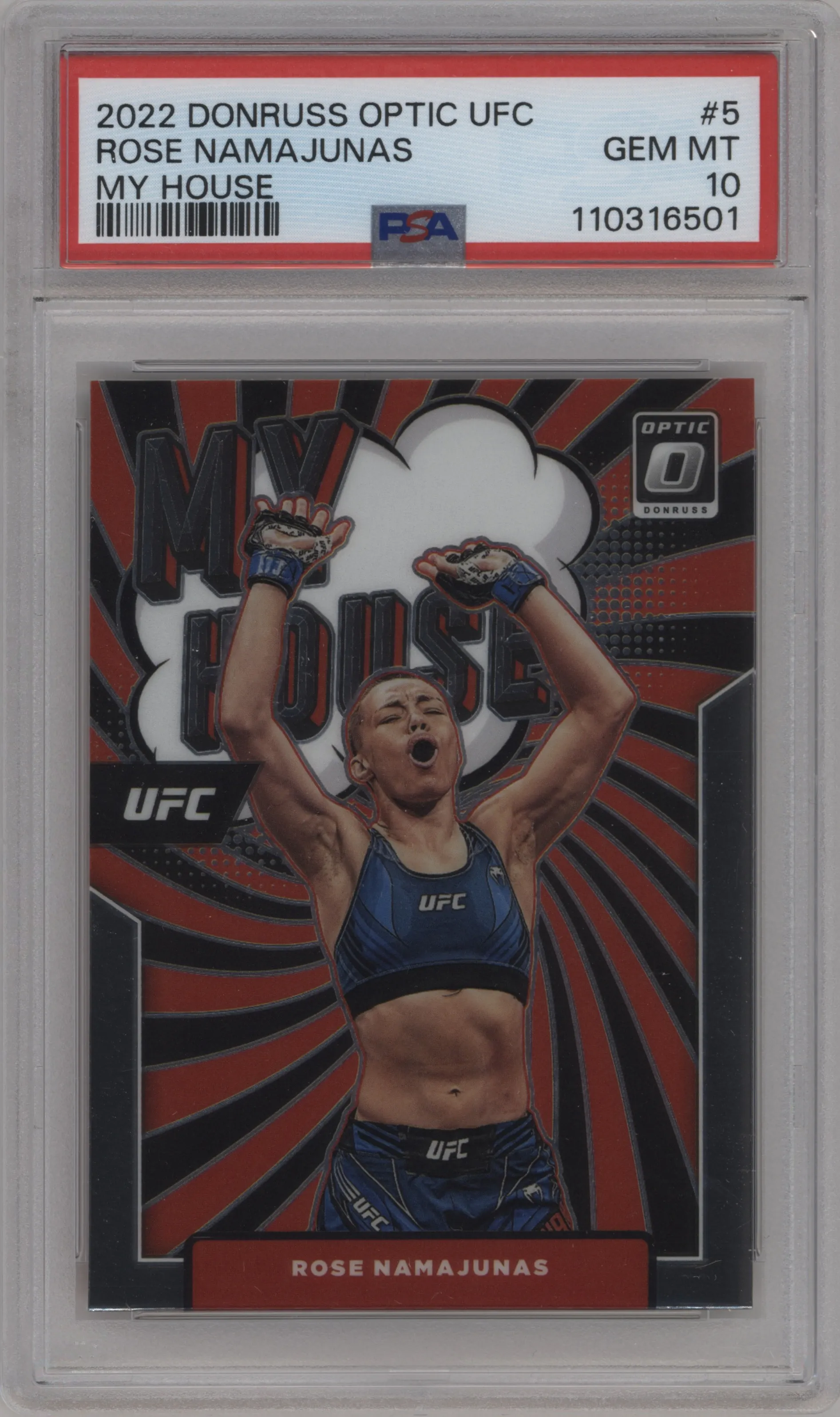 2022 Donruss Optic UFC My House Rose Namajunas #5 PSA 10