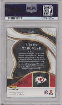 Patrick Mahomes II from the 2023 Panini Select set featuring a Die-Cut White parallel graded by PSA and given an overall grade of 10.