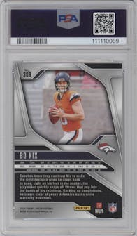 Bo Nix from the 2024 Panini Prizm set graded by PSA and given an overall grade of 10.