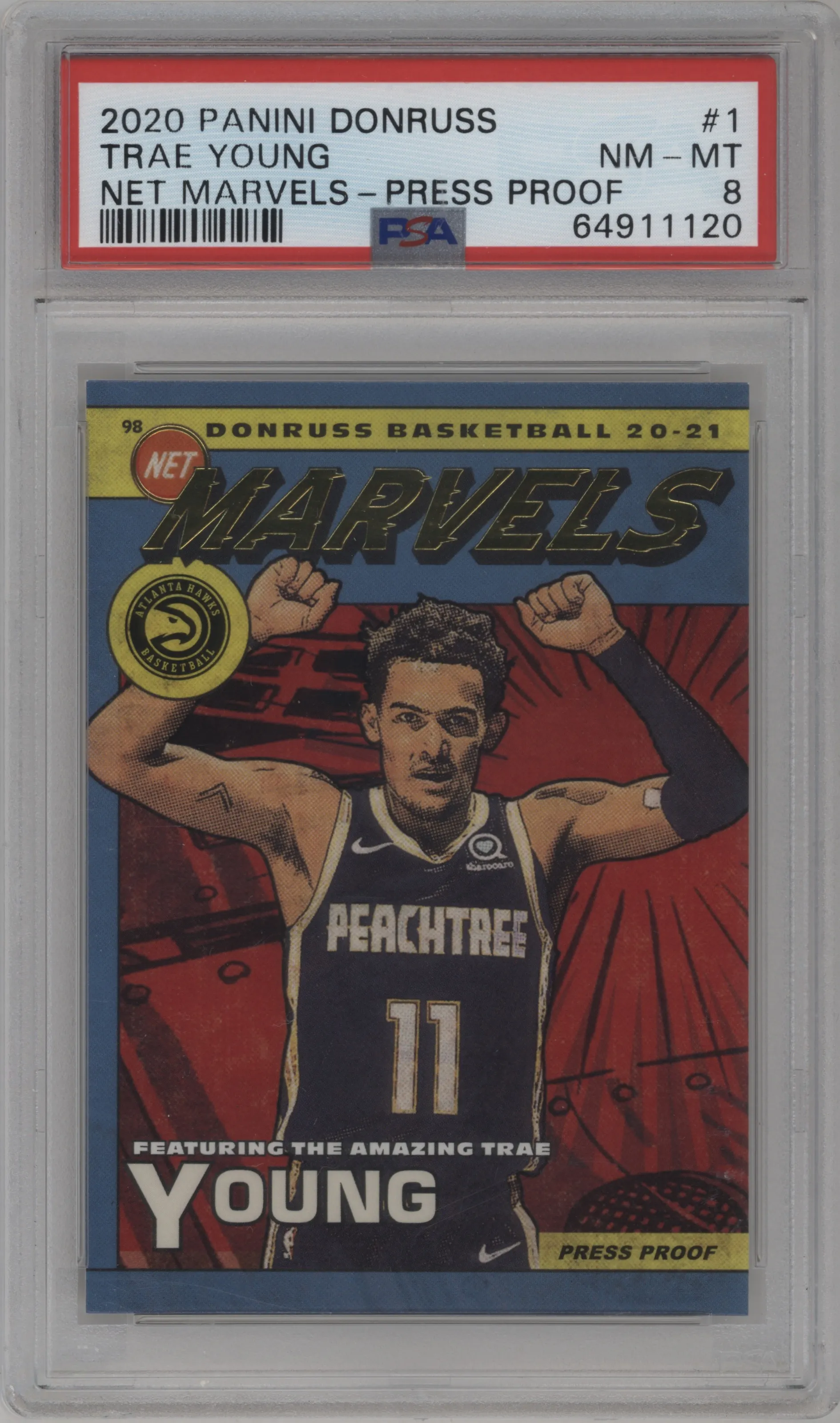 2020 Panini Donruss Net Marvels Trae Young Press Proof #1 PSA 8