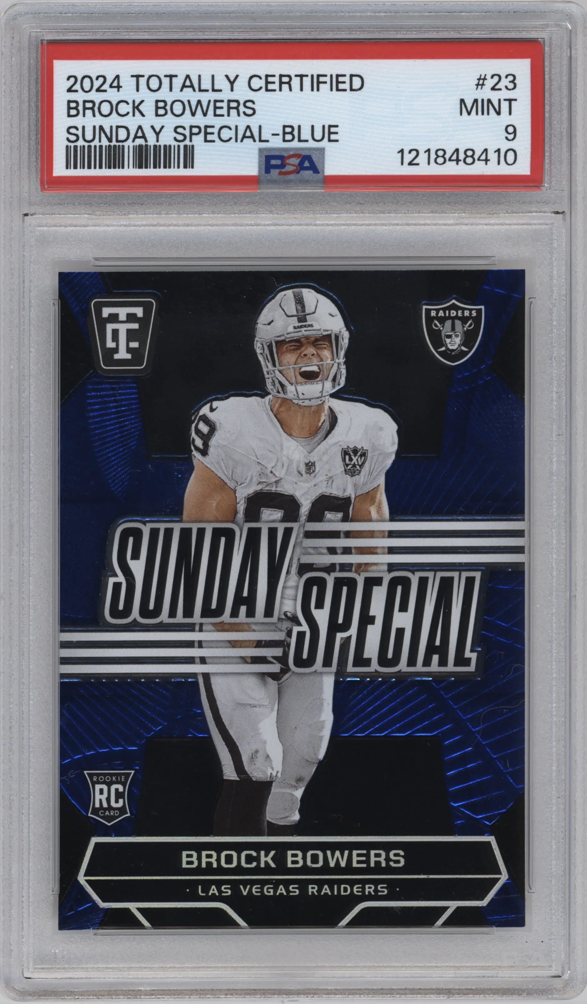 2024 Panini Totally Certified Sunday Special Brock Bowers Mirror Blue PSA 9