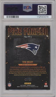 Tom Brady from the 2022 Panini Phoenix set featuring a Orange parallel graded by PSA and given an overall grade of 10.