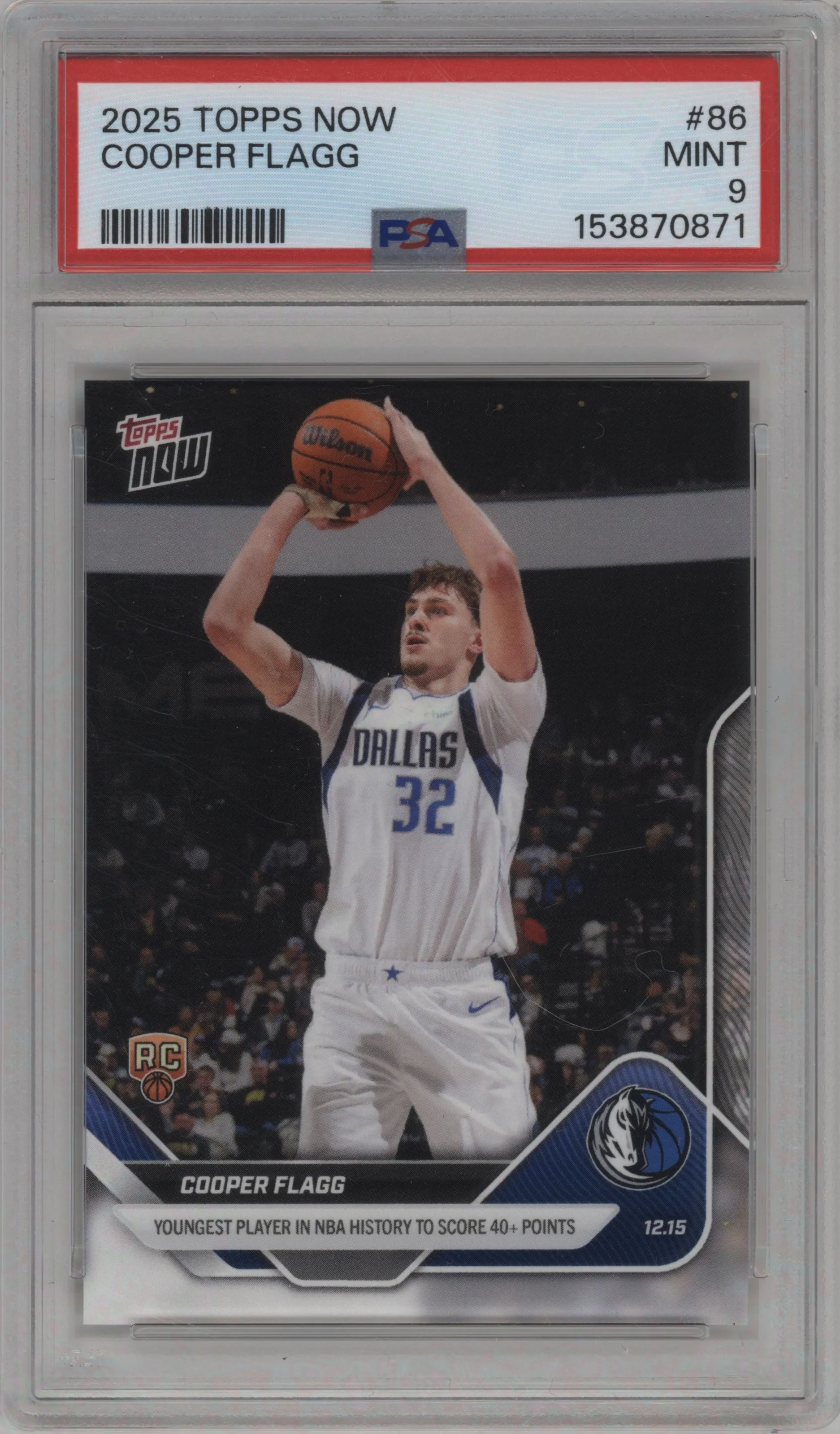 2025 Topps Now Cooper Flagg #86 PSA 9