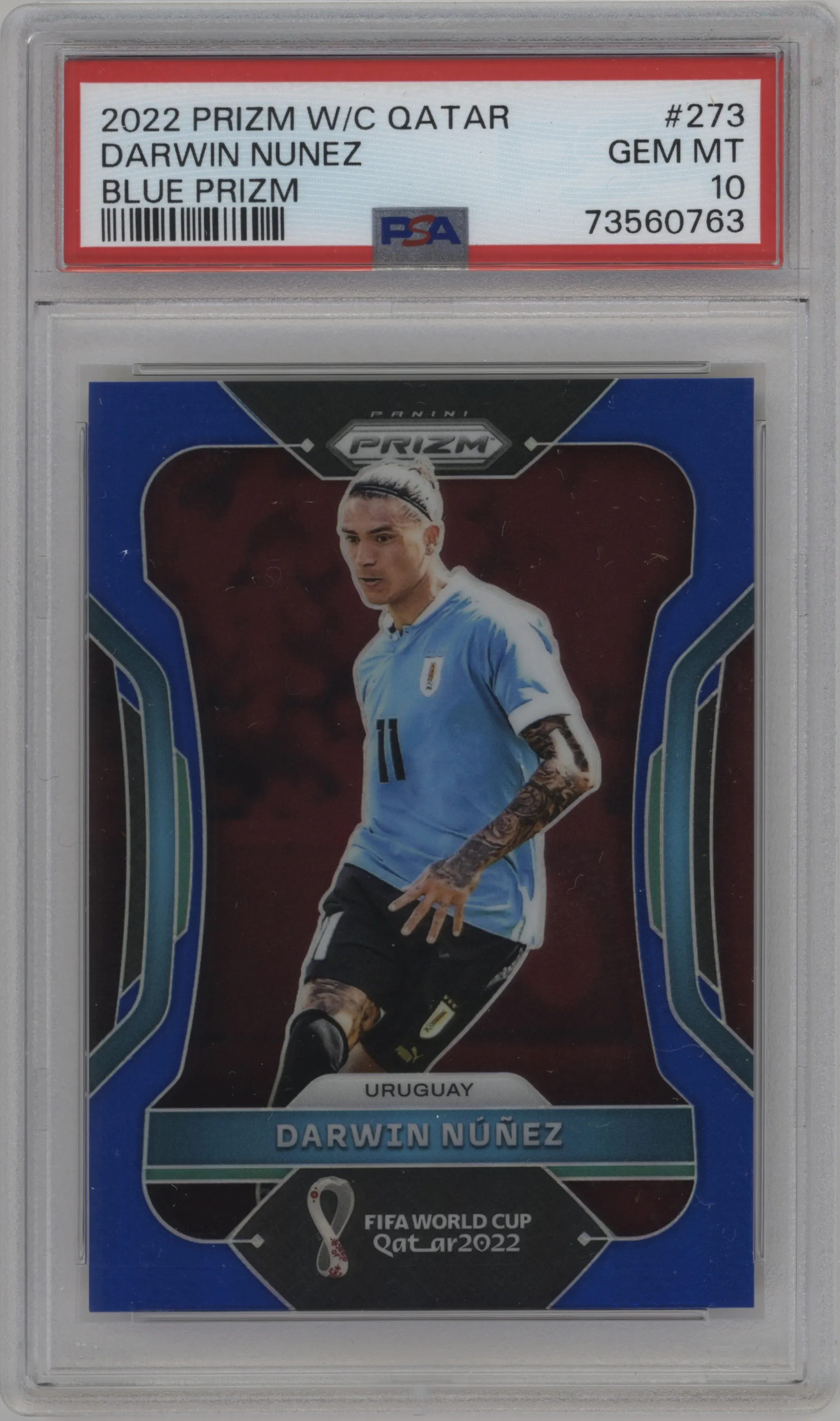 2022 Panini Prizm FIFA WC Qatar Darwin Nunez Blue Prizm #273 PSA 10