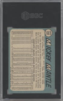 Mickey Mantle from the 1965 Topps set graded by SGC and given an overall grade of 5.