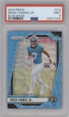 Brian Thomas Jr. from the 2024 Panini Prizm set featuring a Blue Wave Prizm parallel graded by PSA and given an overall grade of 9.