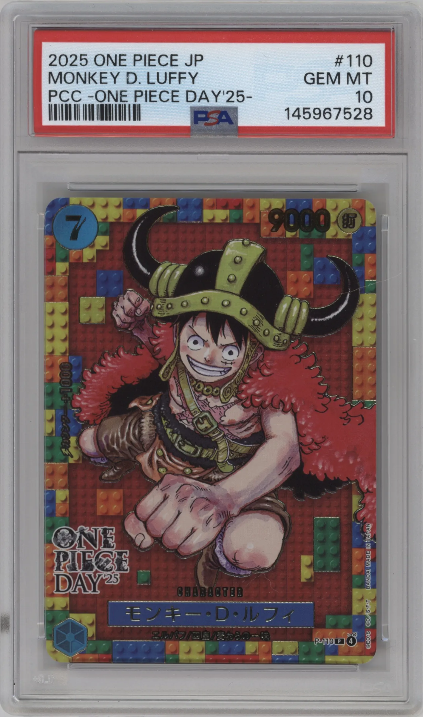 2025 One Piece JPN PCC One Piece Day 25 Monkey D. Luffy PSA 10