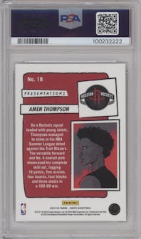 Amen Thompson from the 2023-24 Panini NBA Hoops set graded by PSA and given an overall grade of 10.