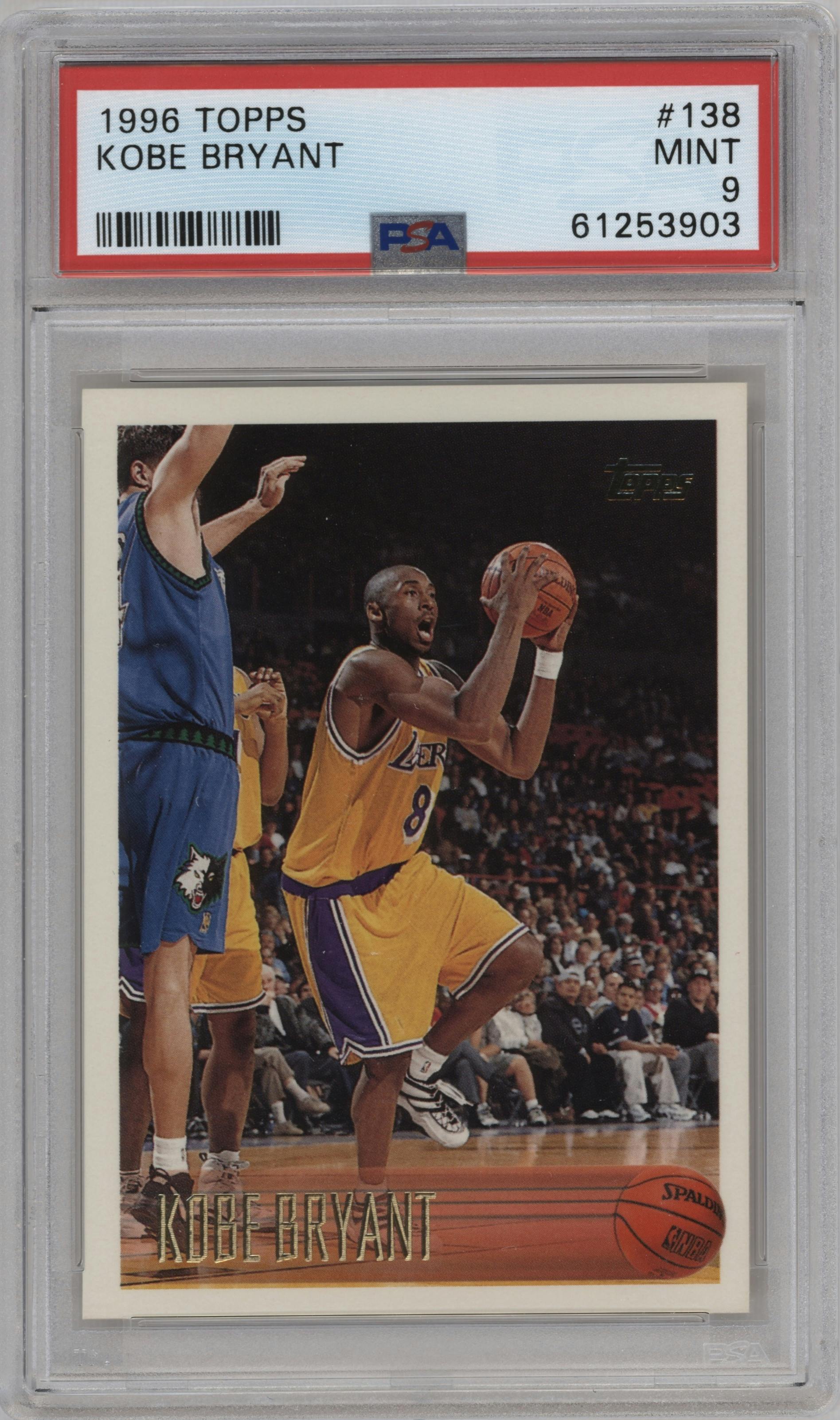 Kobe Bryant  from the 1996-97 Topps set graded by PSA and given an overall grade of 9.