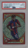Lamine Yamal from the 2023-24 Topps Jade Edition UEFA Club Competitions set graded by PSA and given an overall grade of 10.