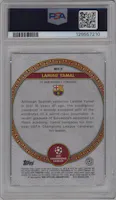 Lamine Yamal from the 2023-24 Topps Jade Edition UEFA Club Competitions set graded by PSA and given an overall grade of 10.