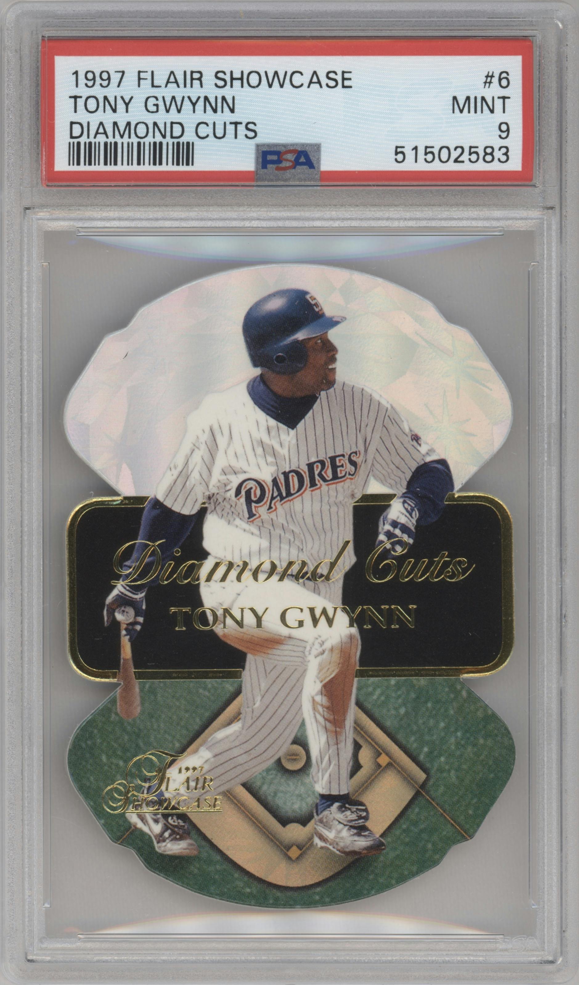 Tony Gwynn from the 1997 Flair Showcase set graded by PSA and given an overall grade of 9.