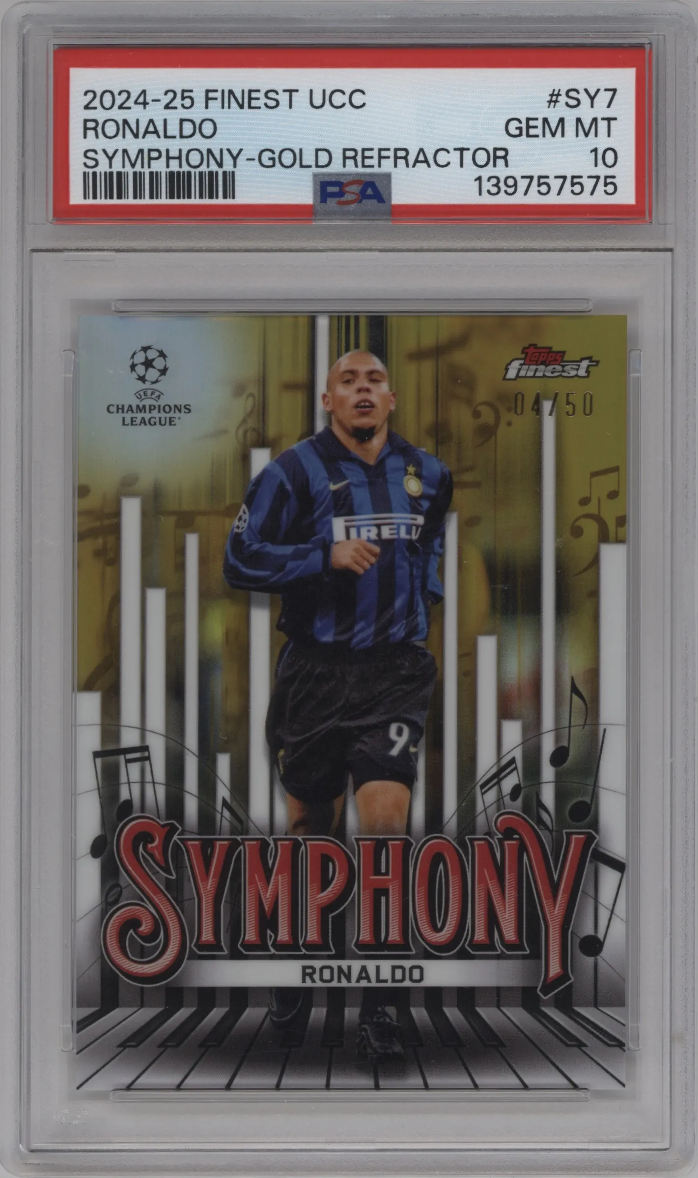 2024 Finest UEFA Club Competitions Finest Symphony Ronaldo Gold Refractor #SY-7 PSA 10