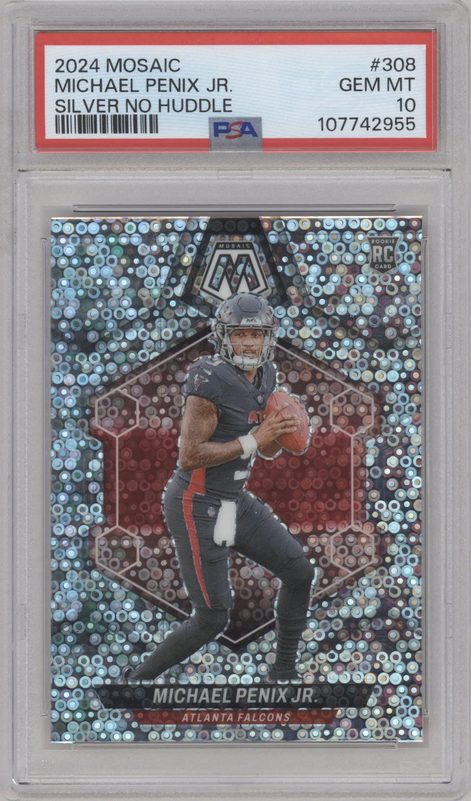 2024 Panini Mosaic Michael Penix Jr. No Huddle Silver #308 PSA 10