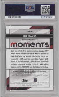 Joe Mauer from the 2023 Topps Finest set graded by PSA and given an overall grade of 10.