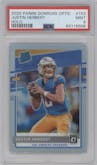 Justin Herbert from the 2020 Panini Donruss Optic set featuring a Holo parallel graded by PSA and given an overall grade of 9.