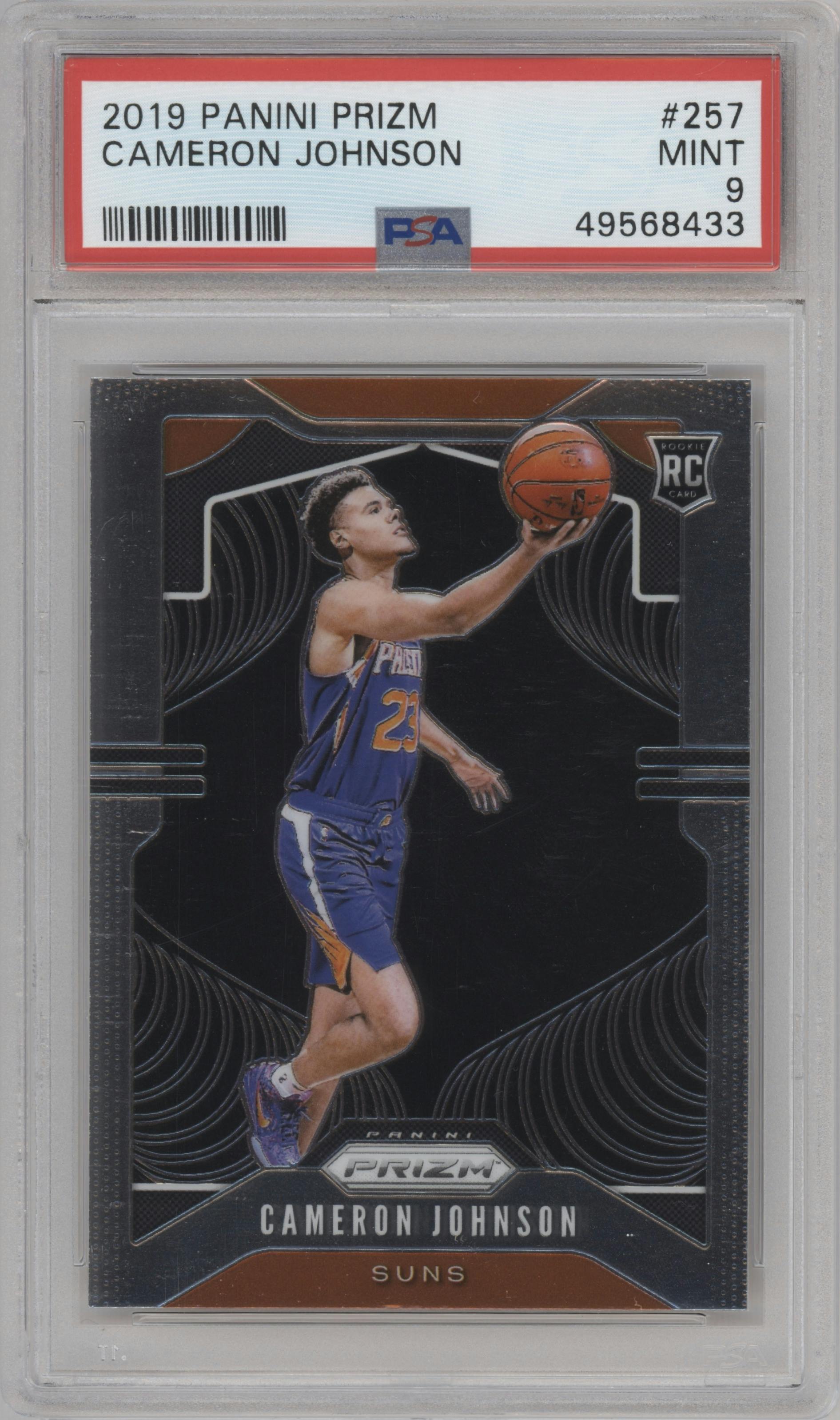 Cameron Johnson from the 2019-20 Panini Prizm set graded by PSA and given an overall grade of 9.