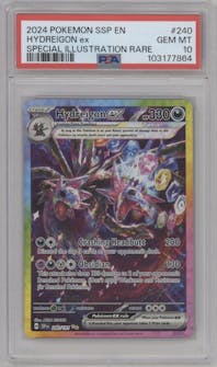 Hydreigon ex from the 2024 Pokemon SV set graded by PSA and given an overall grade of 10.