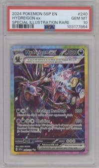 Hydreigon ex from the 2024 Pokemon SV set graded by PSA and given an overall grade of 10.