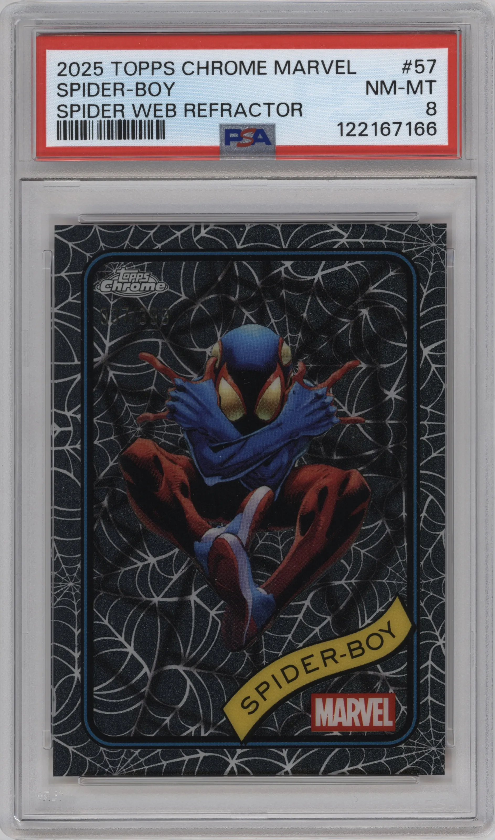 2025 Topps Chrome Marvel Spider-Boy Spider Web #57 PSA 8