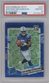 Anthony Richardson from the 2023 Donruss Optic set featuring a Blue Scope parallel graded by PSA and given an overall grade of 10.