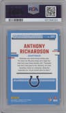 Anthony Richardson from the 2023 Donruss Optic set featuring a Blue Scope parallel graded by PSA and given an overall grade of 10.