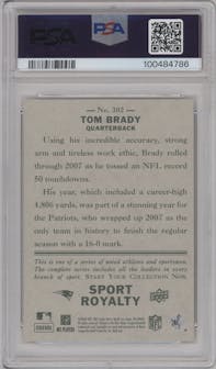 Tom Brady from the 2008 Upper Deck Goudey set graded by PSA and given an overall grade of 10.